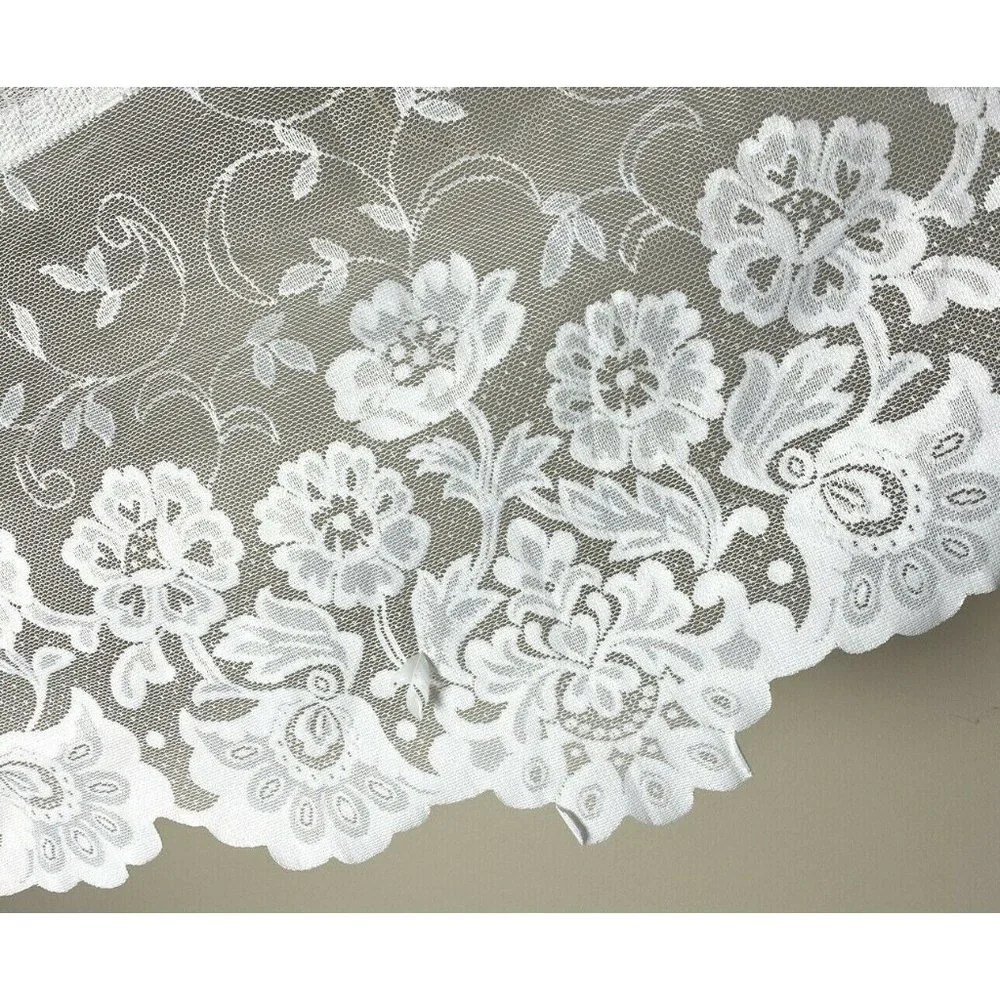 3 Vintage 1970s White Lace Scalloped Valances Window Treatments Luxury Delicate